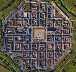 Obraz premium Aerial view of the fortified town of Neuf Brisach, a UNESCO Heritage Site, Alsace, France