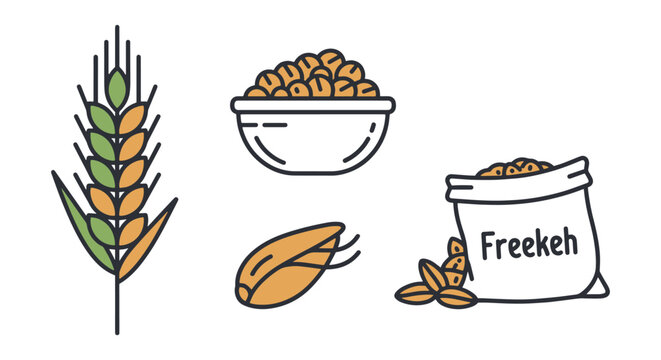 Freekeh Line art vector set modern pastel tone abstract artwork