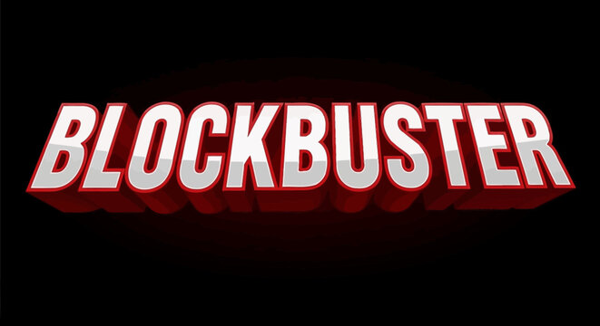 Blockbuster 3D Text Effect, Retro Movie Title, Vintage Entertainment Logo