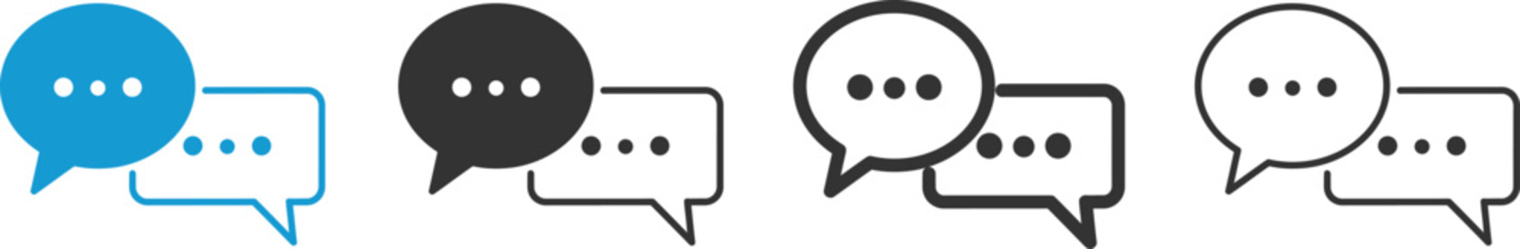 Colorful speech bubbles with ellipsis on mobile phones