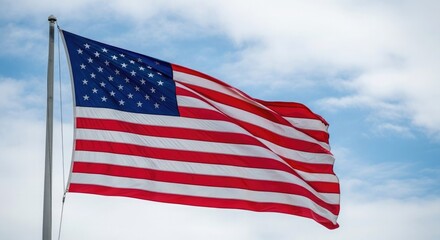 Obraz premium Flag day celebration with the american flag waving high