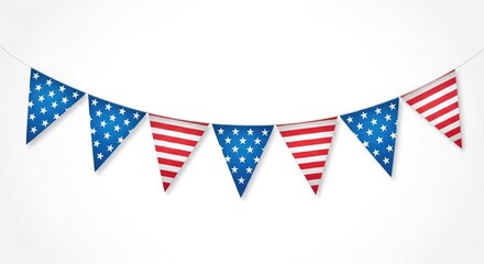 Fototapeta premium Flag day patriotic bunting with american flags and polka dots