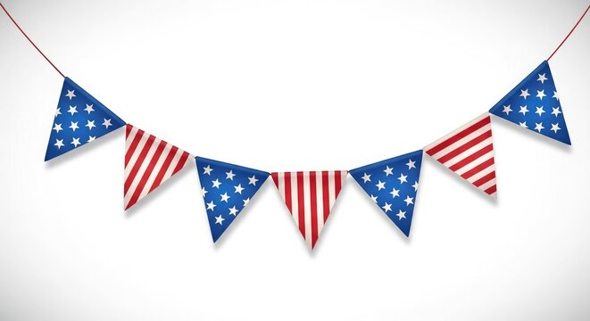 Flag day patriotic banner with american flags and stripes decoration