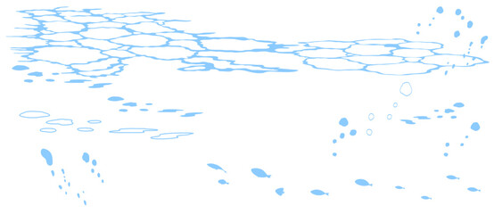 水面のシルエットの背景イラスト　海　水中