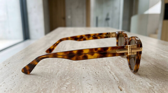 Tortoiseshell Sunglasses Fashion Accessory Close-up, Stylish Eyewear Detail