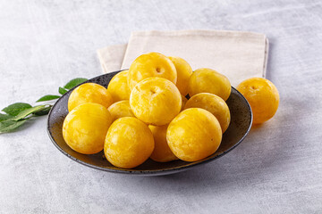 Ripe sweet fresh yellow plum