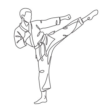 line drawing of karate pose
