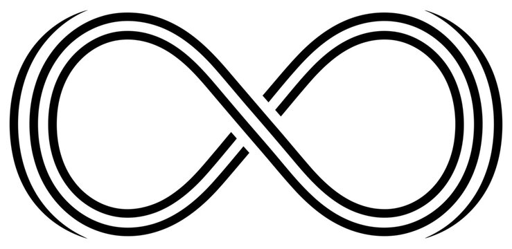 Infinity symbol triple line bold continuous loop design isolated on transparent background
