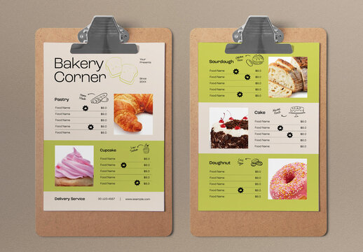Green And Beige Retro Bakery Food Menu