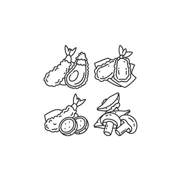 Tempura Light Fluffy Fry Line Art