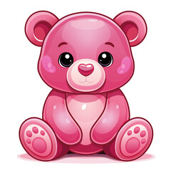 Obraz premium teddy bear with pink heart nouse, little cute toy for love