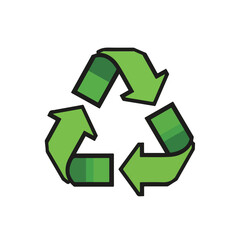 Obraz premium Recycling symbol with green arrows on white background
