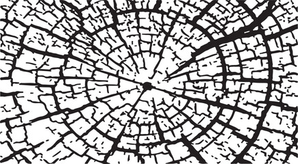Obraz premium Wood Grain Texture, Abstract Black and White Tree Ring Pattern