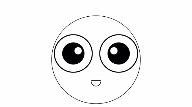 Cartoon Big Eyes Blinking, Animated Winking, and Sneer Expression Moving Sideways 2D Animation. Alpha Channel Eye Character Loop 4k video