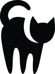 Obraz premium Black silhouette of a curious cat standing