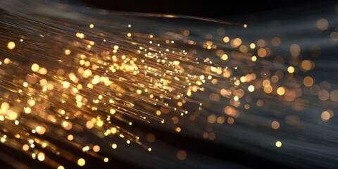 Fototapeta premium Abstract fiber optics data transmission background with bokeh effect and focus