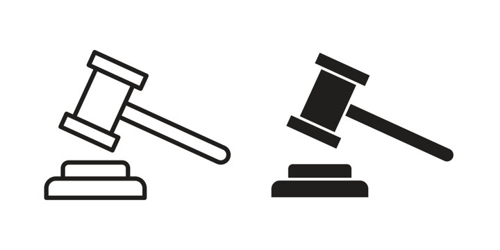 auction hammer icon set, logo vector eps10