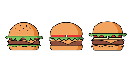 Gluten Free Burger Line art colorful modern abstract vector