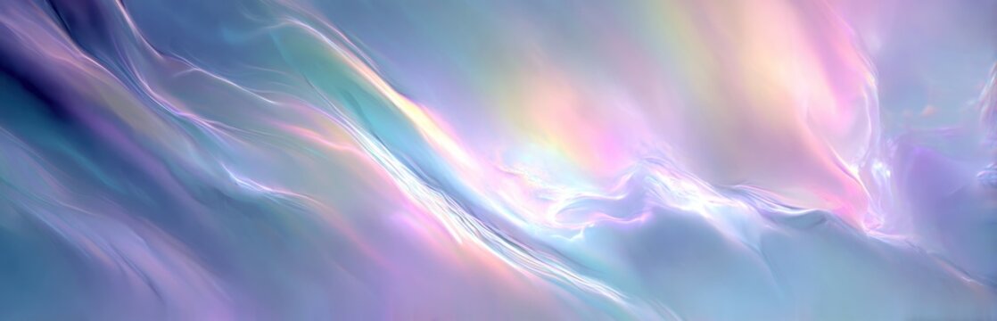 Abstract flowing shapes in pastel colors with light reflections background