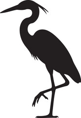 Fototapeta premium Heron in silhouette on white background.