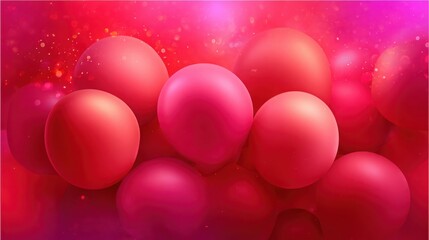 Bright red inflated balloons clustered together in a festive celebration