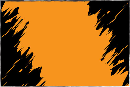 Abstract grunge border design featuring vibrant orange and bold black shapes