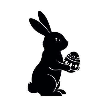 Easter Bunny Sitting with Egg Vector Illustration Design