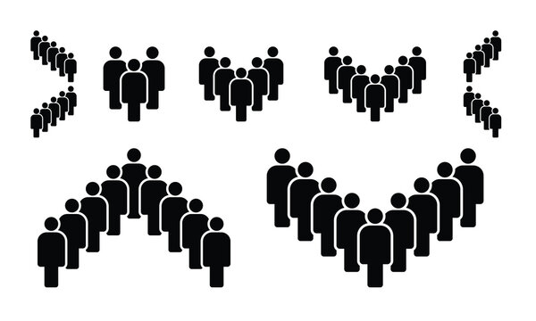 Stick Figure Crowd Abstract Curve Wave Heart Arch Icon Set