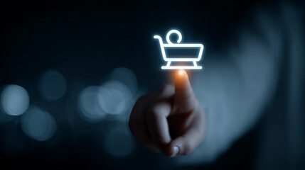 Close-up of hand activating holographic newborn baby cradle icon in soft hospital nursery background, symbolizing early childcare planning strategy