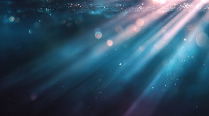 Obraz premium Underwater sunlight rays and bubbles abstract background illustration