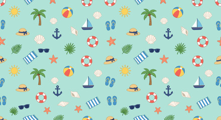 Cute Summer element seamless pattern © Aryasakti