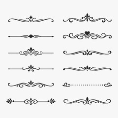 Obraz premium Ornamental dividers grace a clean white background. Perfect for enhancing layouts, wedding invites, or editorial designs.