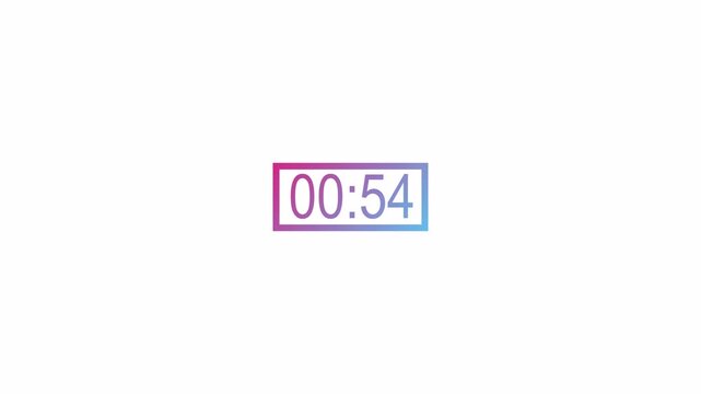 One minute countdown timer animation from 10 seconds to 0 seconds on a transparent background, One minute countdown timer with alpha channel