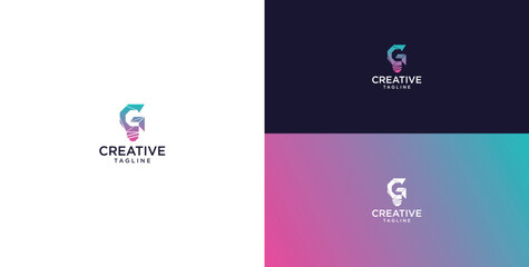 smart bulb logo icon. bulb logo technology. initial logo design G © micky_adb