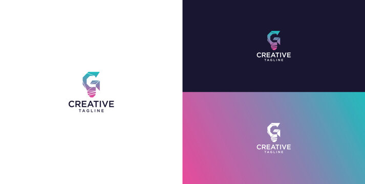 smart bulb logo icon. bulb logo technology. initial logo design G