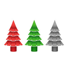 Obraz premium Three colorful christmas trees standing side by side with different shades of red, green, and white