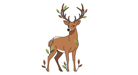 Obraz premium Majestic deer with leafy antlers standing in natural setting