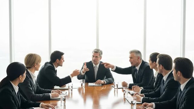 Corporate Conflict Resolution Meeting with Senior Executives in Boardroom