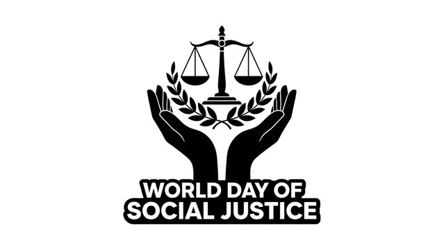 World day of social justice logo with scales of justice