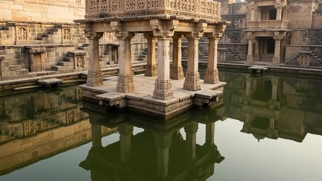 Tranquil Stepwell: A Captivating Reflection of Ancient Indian Architecture and Culture