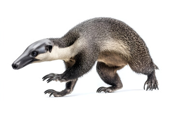 Fototapeta premium Southern tamandua lesser anteater walking isolated on a white background
