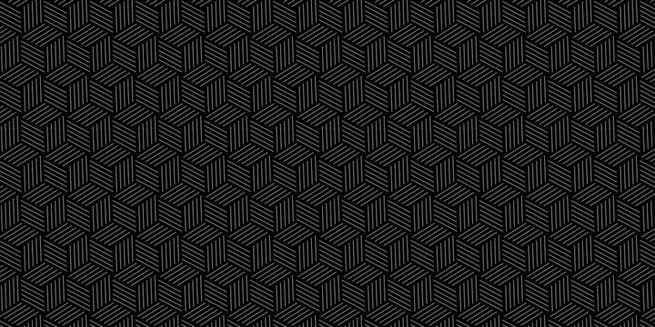 seamless cube grid metallic structure pattern square overlap gray gradient stripes wall and decoration maze textile paper triangle background.