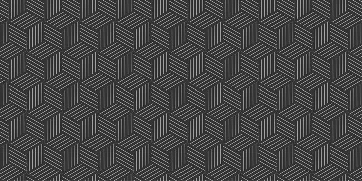 seamless cube grid metallic structure pattern square overlap gray gradient stripes wall and decoration maze textile paper triangle background.