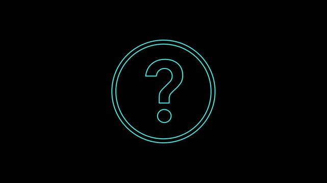 Question mark icon in circle on black background. Suitable for graphic design projects, educational materials, and website elements.