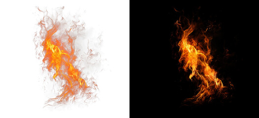Aggressive fire blaze trail on transparent background and black layer © Ontime Rahela