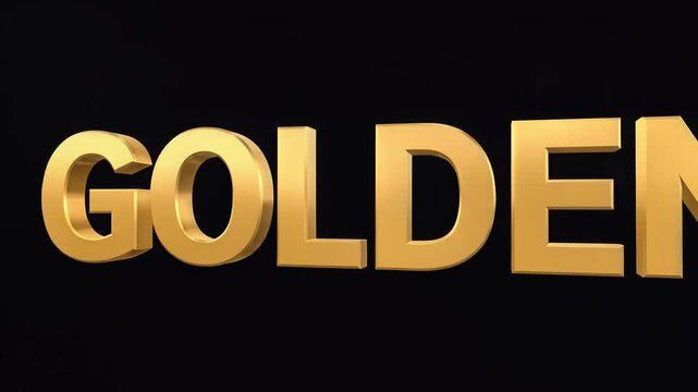 Solid Gold 'GOLDEN' Letters Standing on a Dark Plain Background with Reflective Surface