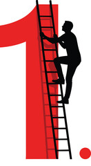 Business success concept with person climbing ladder to number one representing leadership achievement motivation vector illustration © MDShahin