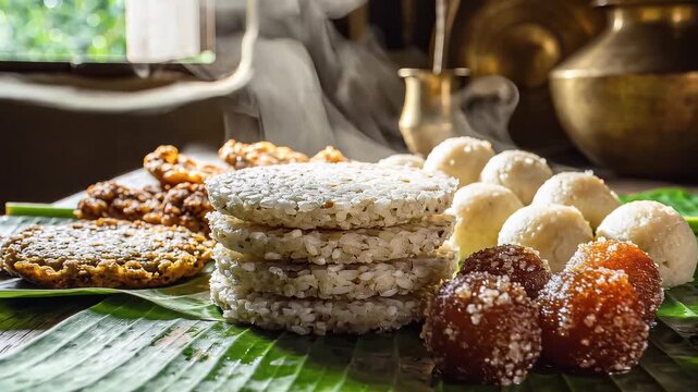 Traditional Assamese pitha and sweets served during bihu festival