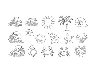 Obraz premium set of hand drawn sea shells