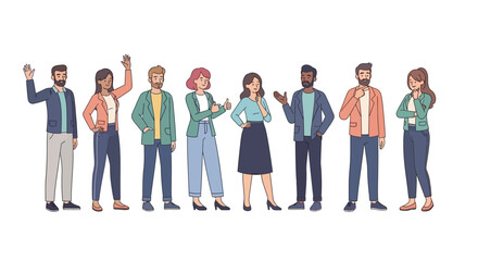 Obraz premium Diverse Group of People Standing Together Cartoon Illustration